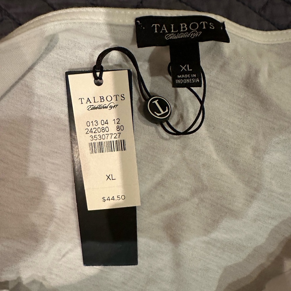 NWT Talbots Cotton blend T shirt with Fan Ruffles Size XL, White - Picture 4 of 5
